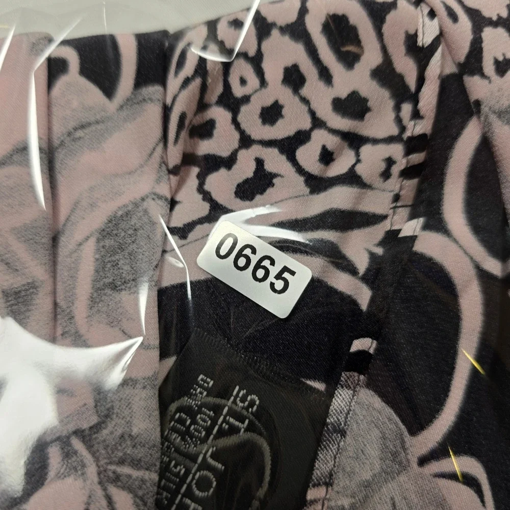 St. John Silk Scarf Pink Black Floral Leopard Print Fabric Rose Detail Stole